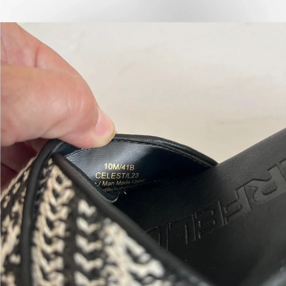 Karl Lagerfeld Paris Espadrille Platform Wedge Sandals Black Cream Sz 10